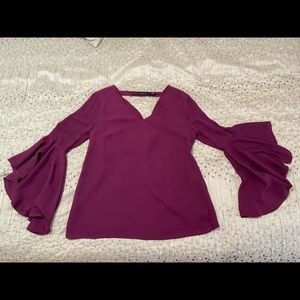 WHITE HOUSE BLACK MARKET Blouse with Bell Sleeves and Drop Back